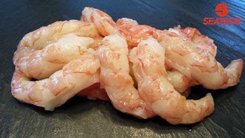 A photograph of Argentine Red Shrimp raw peeled and deveined (P&D)