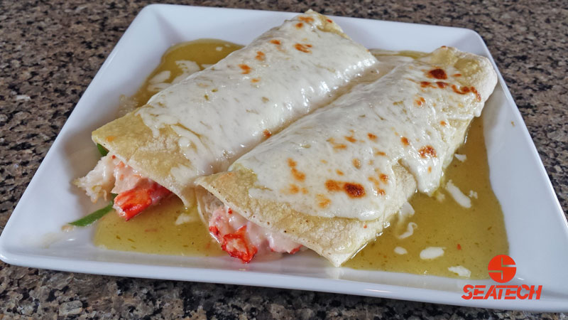 A photograph of Chilean king crab enchiladas