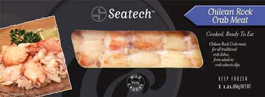 Seatech Chilean Rock Crab Meat one pound pack retail ready. www.seatechcorp.com