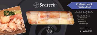 Seatech Chilean Rock Crab Meat 1 pound pack perfect for food service and retail. www.seatechcorp.com